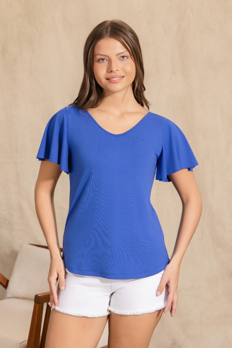 Remera Casual. azul francia