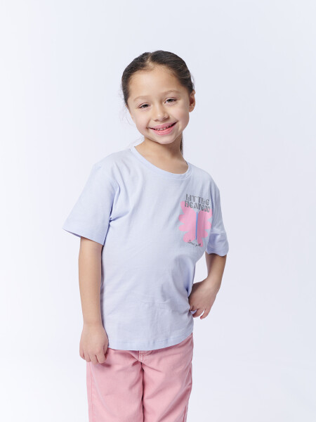 Remera Manga Corta Estampa Little Heaven Celeste