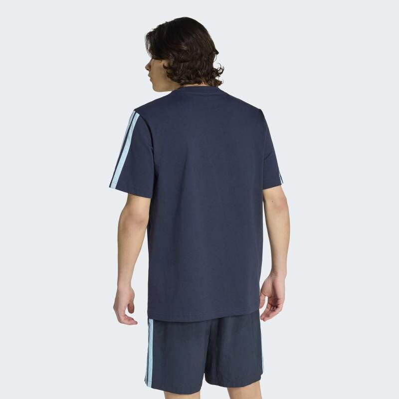 Remera Adidas Essentials 3 Rayas Azul