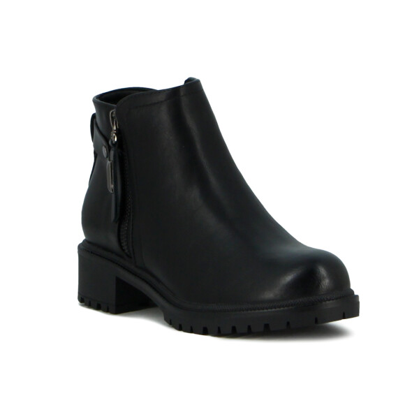 Darkness Bota De Dama Caña Baja Taco Cuadrado C/ Cierre - Negro Negro