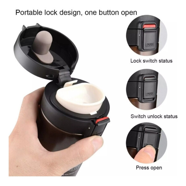 Vaso Térmico Mug 380ml Con Tapa Taza Jarra Calidad Variante Color Negro