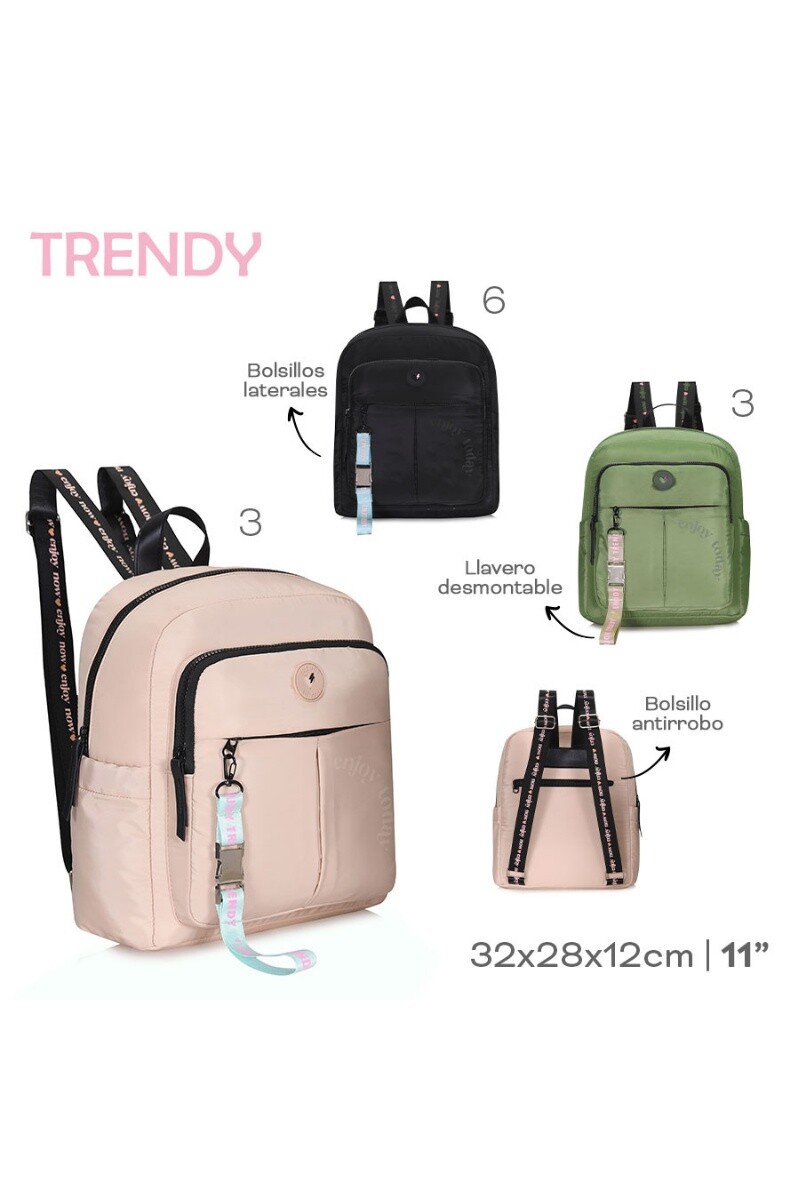 Mochila con llavero desmontable Negro