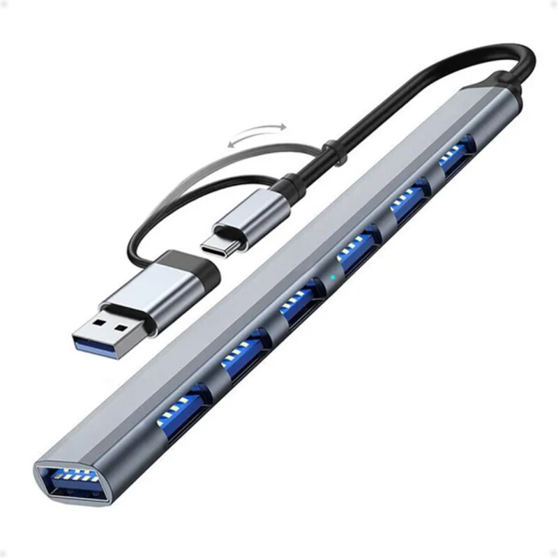 Hub Adaptador USB Tipo C 3.0 y USB 3.0 a USB A 3.0 y 6 Puertos USB A 2.0 Hub Adaptador USB Tipo C 3.0 y USB 3.0 a USB A 3.0 y 6 Puertos USB A 2.0