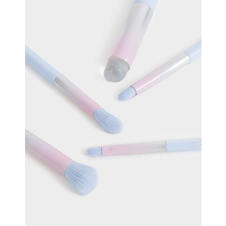 Set De 5 Brochas De Maquillaje Con Efecto Degradé Y Acabado Glossy Azul Celeste