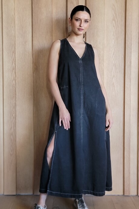 Vestido Formentera Denim Negro Picado