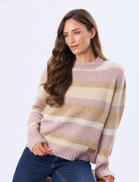 BUZO TEJIDO RAYADO Rosa