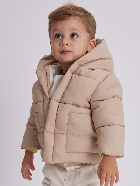 Campera Abrigo Combinado Beige