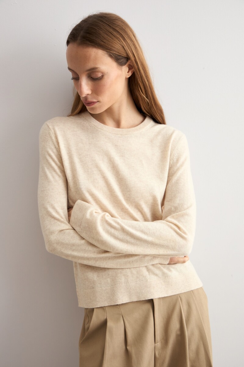 Sweater clásico beige melange