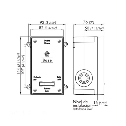 Base Universal De Ducha Para Empotrar Fv 000
