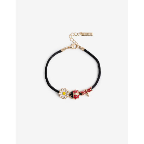 Pulsera Cordón Y Dijes Dorado