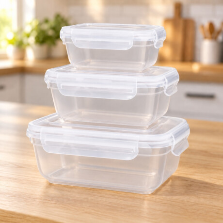 Set x3 Pote hermético 400/800/1,400 ml TRANSPARENTE