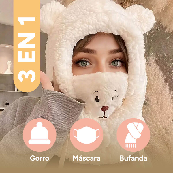 Gorro Pasa Montañas Corderito Orejas Frio Invierno Termico Variante Color Blanco