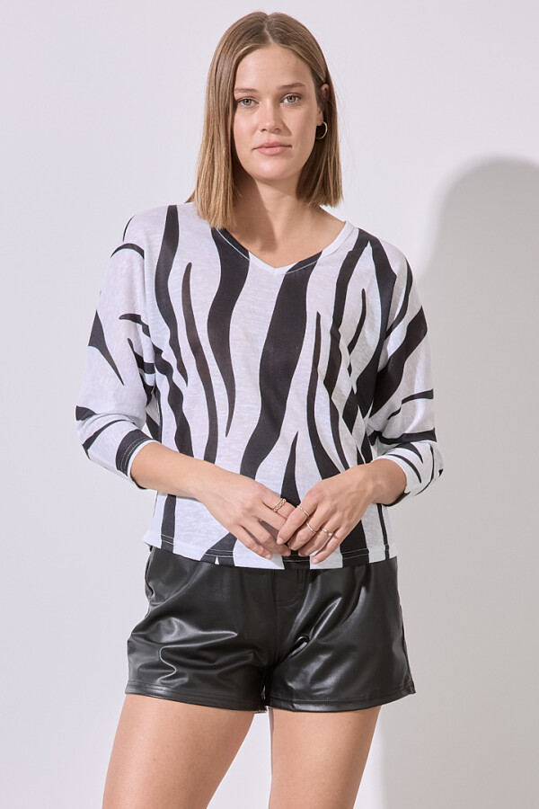 Blusa Tejido Printed BLANCO/NEGRO