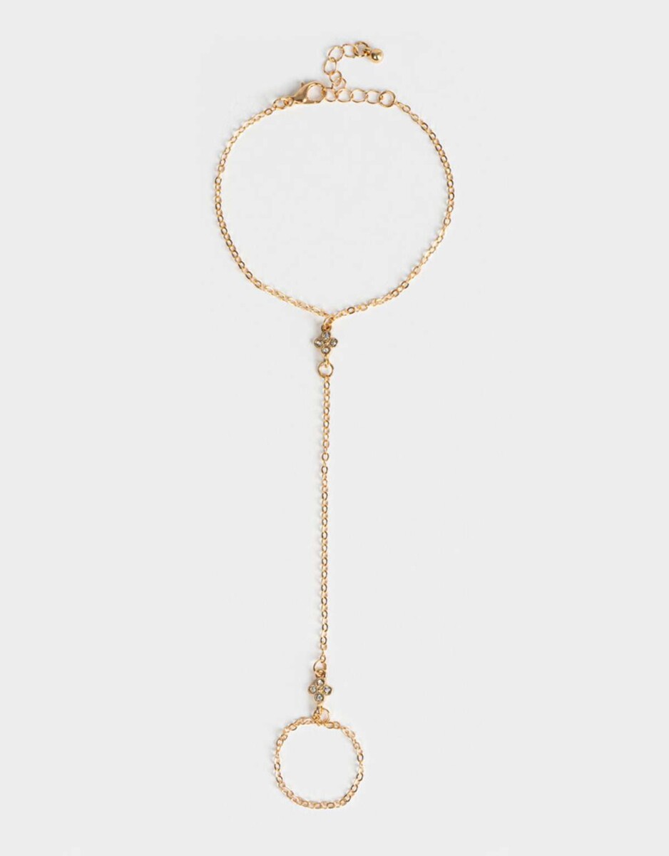 Pulsera Flexible Con Anillo Unido - Dorado 