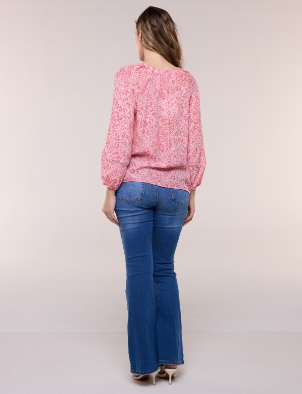 Blusa Con Detalles De Puntilla ROSA/MULTI