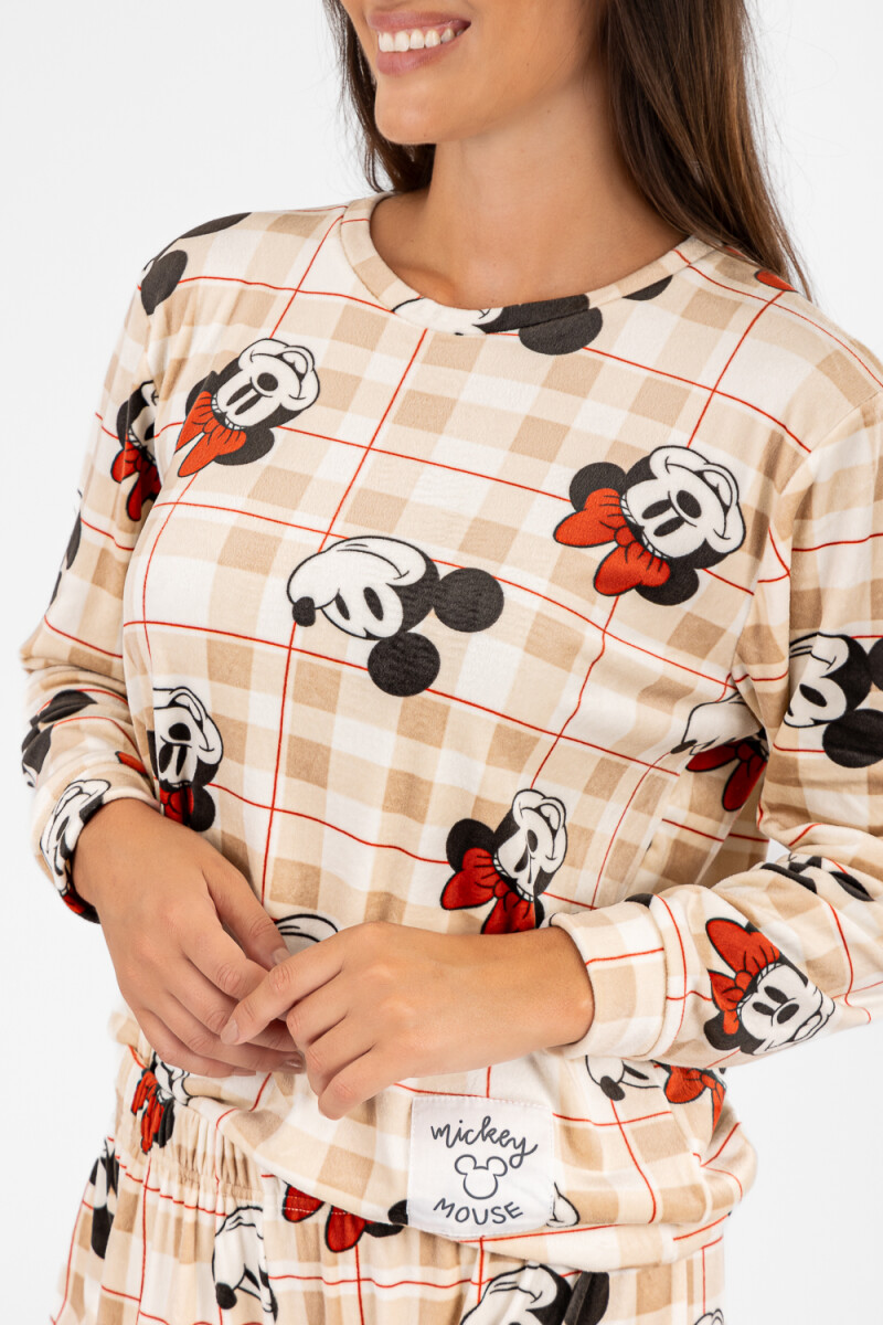 Pijama mickey velour Beige