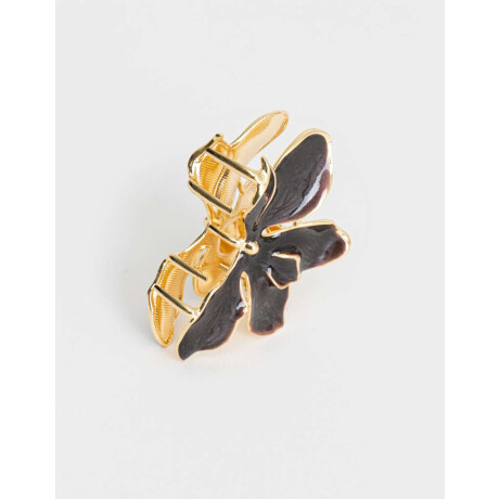 Broche Metálico Flor Marron Oscuro