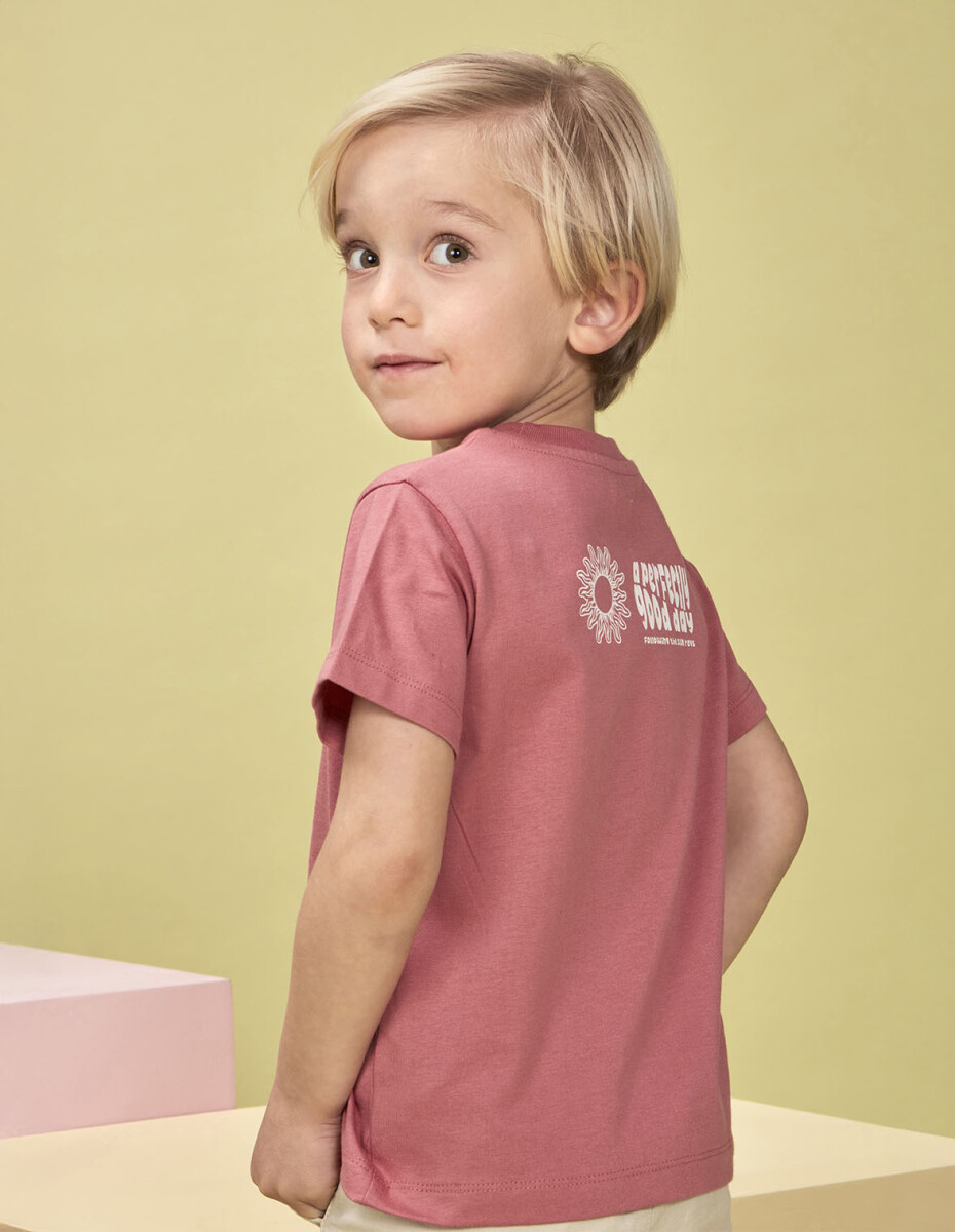 Camiseta Estampado Mundo - Rosa 