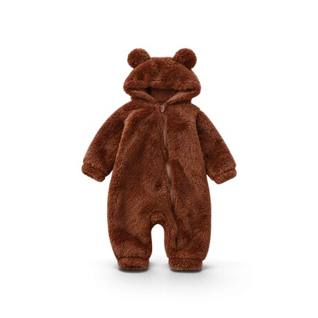 Body Bebé Abrigo Peluche Cierre Marrón
