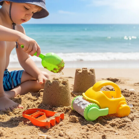 Juego de Arena Playa Bebés con Pala y Rastrillos en Plástico Multicolor