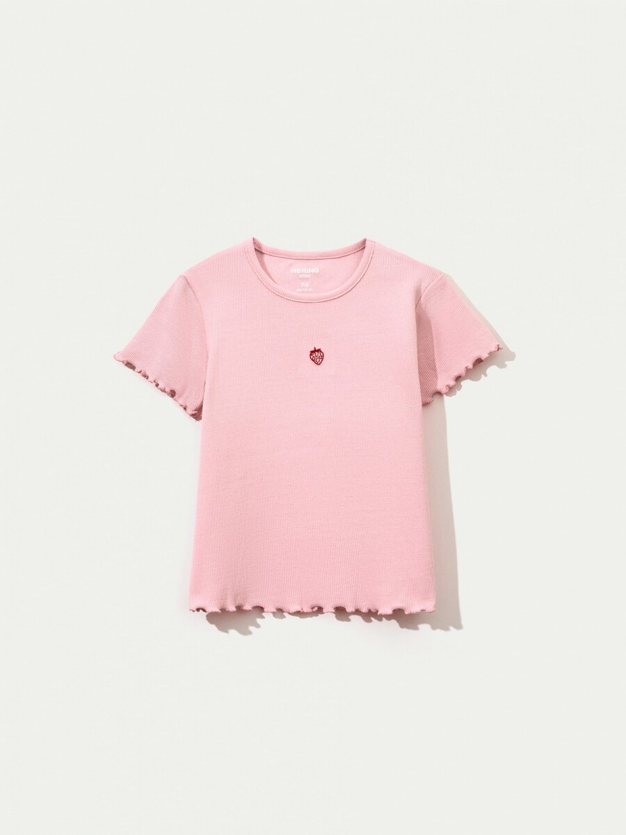 BLUSA CON BORDADO EN TELA ACANALADA - ROSADO 