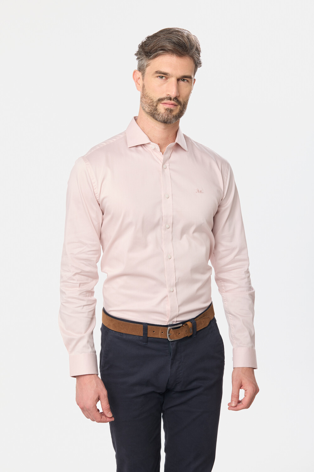 CAMISA DE VESTIR CON SPANDEX Rosa