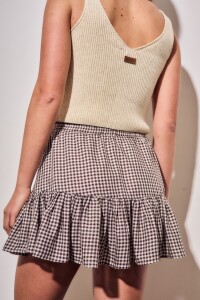 Falda Gingham Gingham Marron