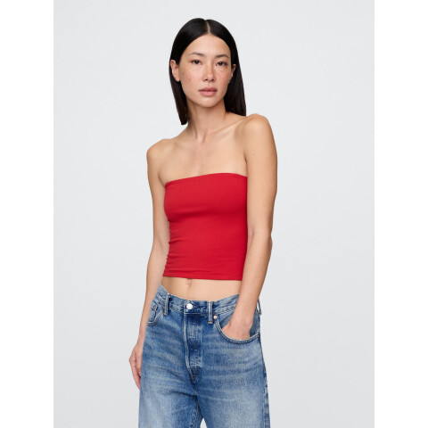 SL CLOSEKNIT CROP TUBE TOP TOMATO SAUCE