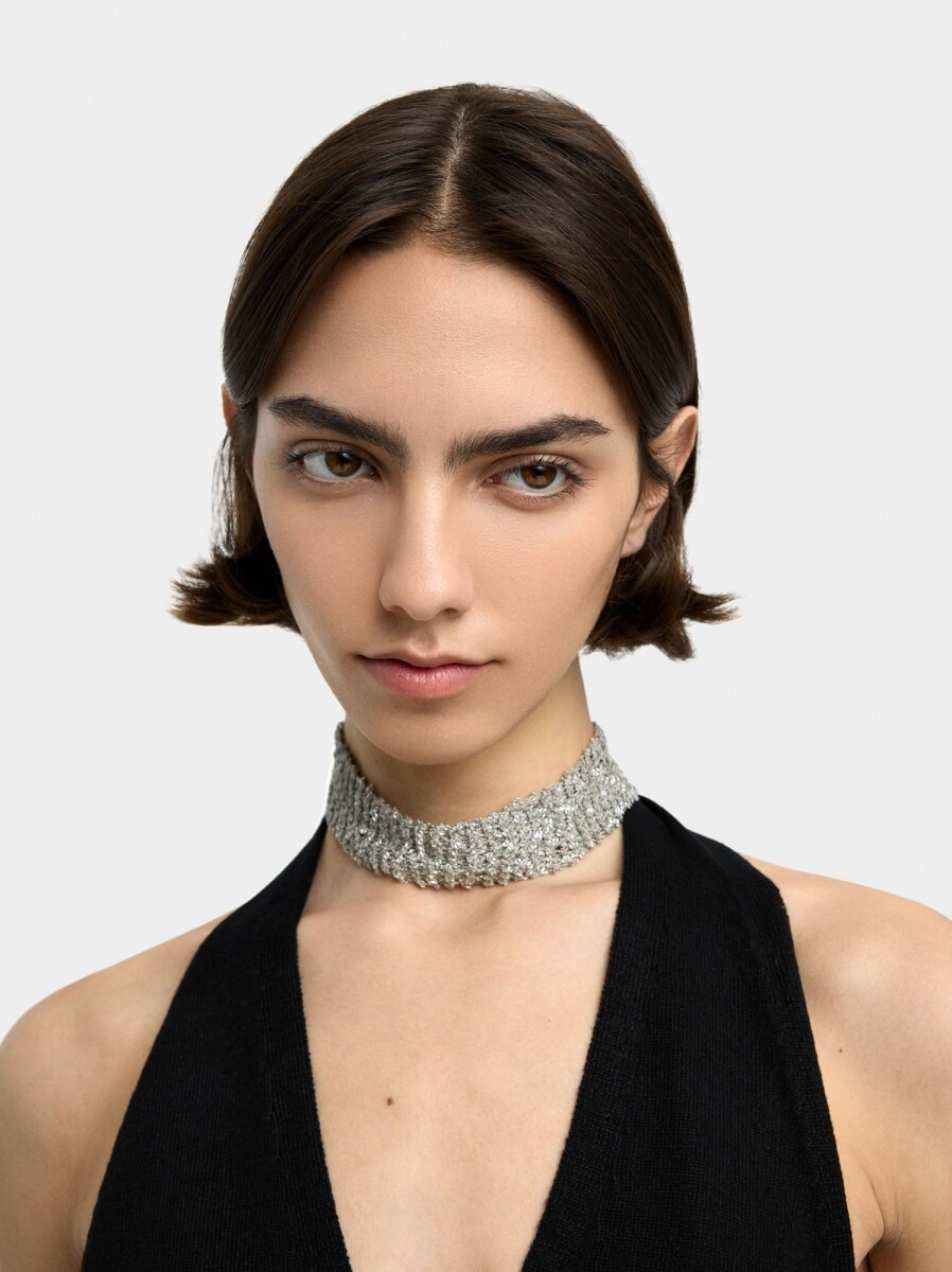 Choker Con Cadenas Entrecruzadas - plateado 