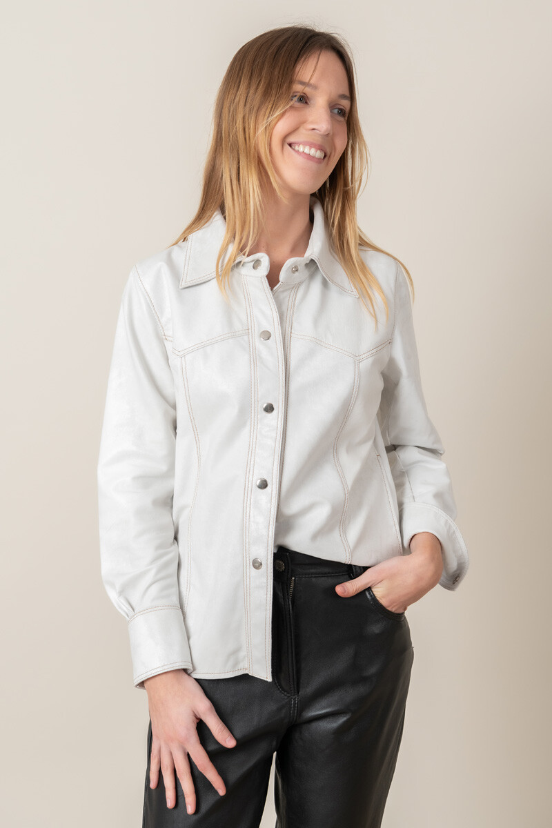 Camisa fio larga - Gastada blanca 