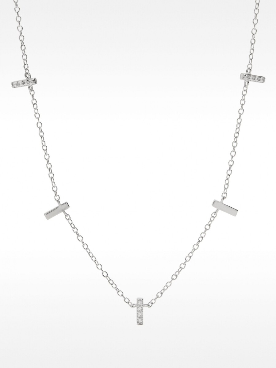 Collar Con Barras Y Circonitas - Plata De Ley 925 plateado