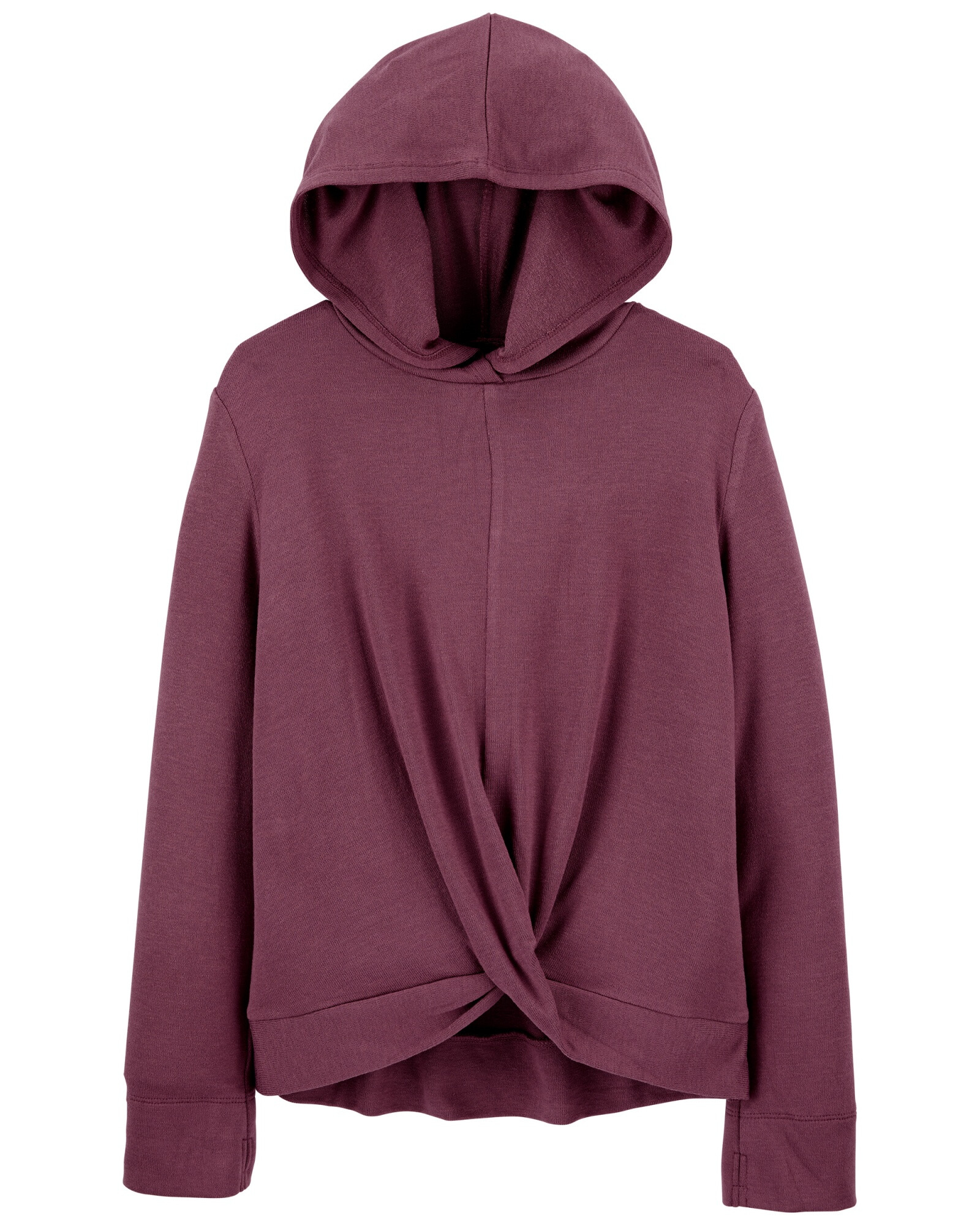 Remera de viscosa con capucha y lazo Sin color