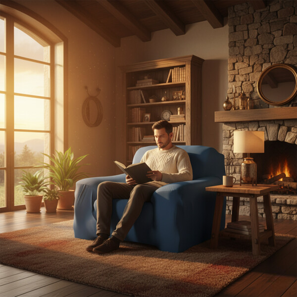 Cubre Sofa Elastico Elastizado Funda 1 Cuerpo Plaza Azul 1