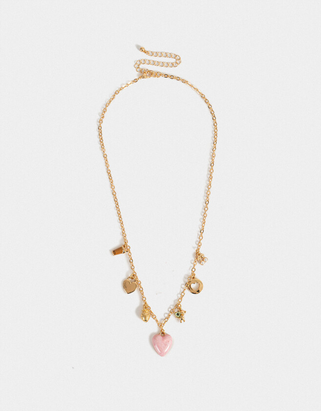 Collares Cortos Multi dijes Collar Corto Con Dijes Esmaltados - Dorado