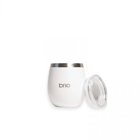 Mate Con Tapa De Acero Inox brio Redondo Blanco