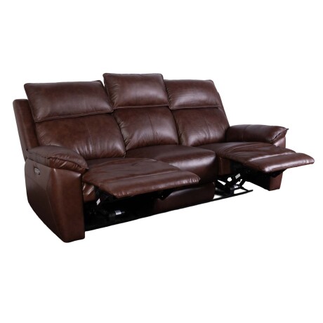 RECLINER ELÉCTRICO 3 CUERPOS CUERO-Y-SIMIL-CUERO MARRON JOSHUA