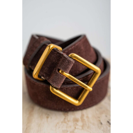 Cinto Cuero Hebilla Cuadrada Berenjena