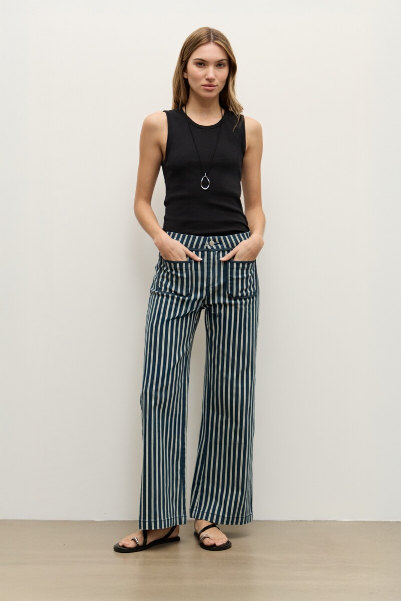 Pantalon de jean rayado azul marino