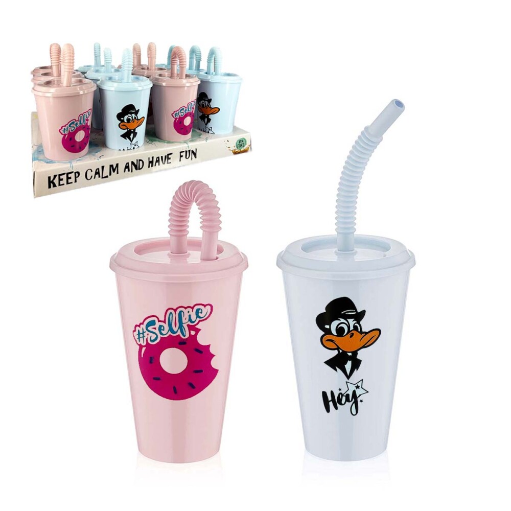Vaso infantil con tapa y sorbete 450 ml QLUX IDEAS Vaso infantil con tapa y sorbete 450 ml QLUX IDEAS