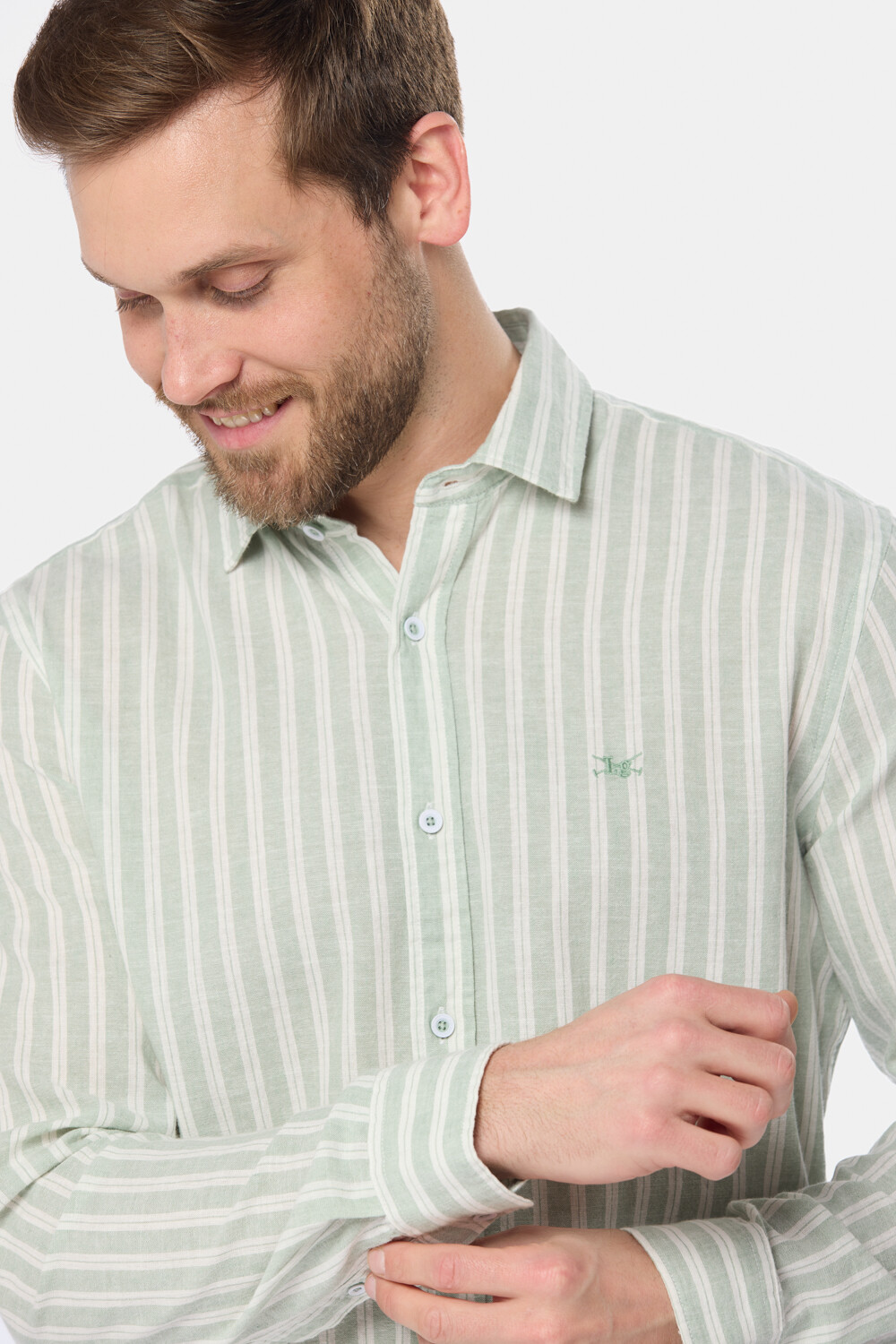 CAMISA RAYADA DE LINO Menta