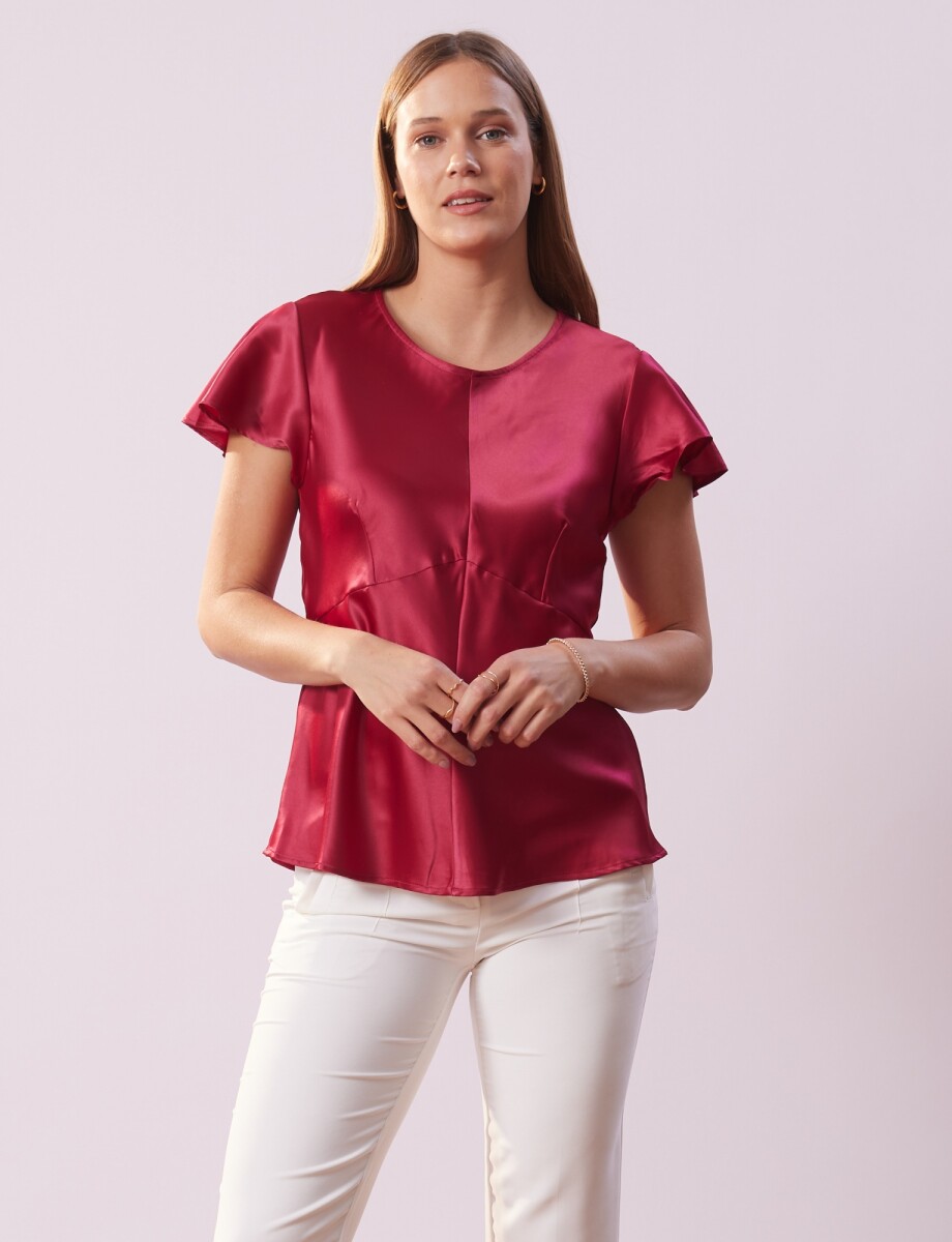 Blusa Satén - Fucsia 