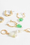 Set de aros piedra y perlas dorado