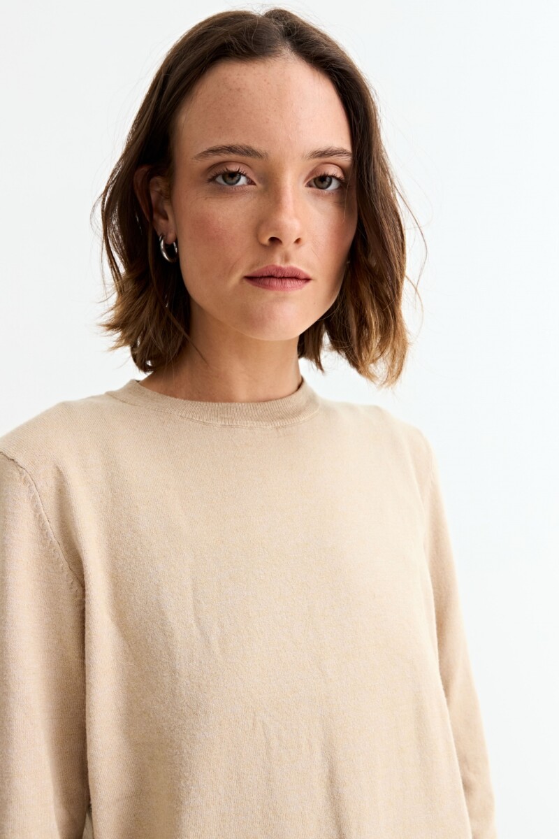 Sweater con detalle en manga BEIGE