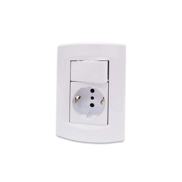 Plaqueta armada int.bipolar + schuko, blanco puro SK3478