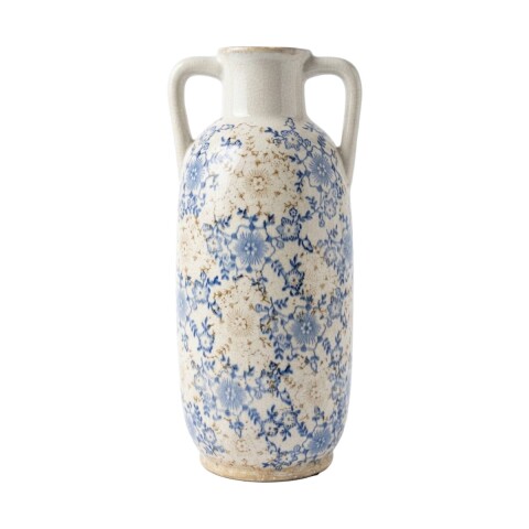 JARRON CERAMICA ESTAMP AZUL 38CM Unica