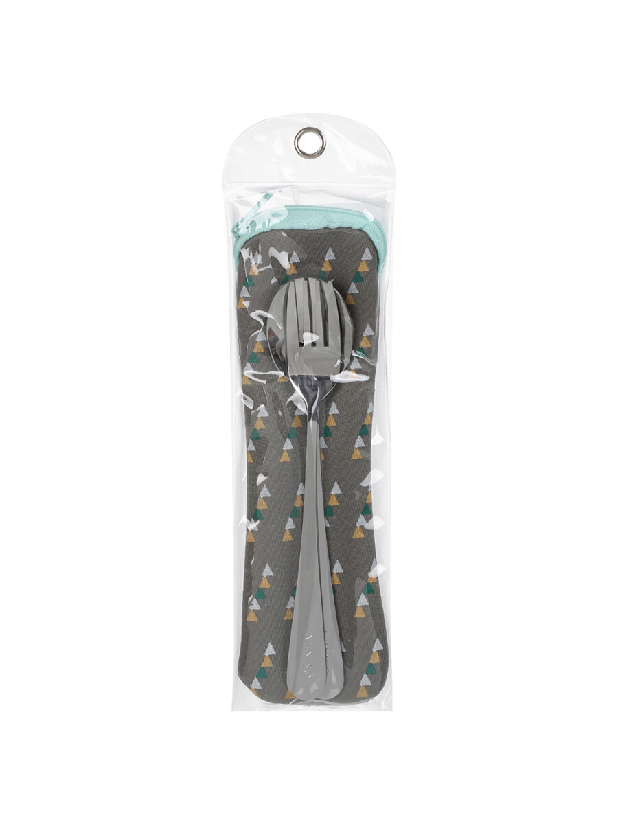 Set cuchara y tenedor con estuche - diseño 2 