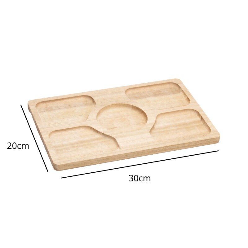 Bandeja de madera para picada 5 divisiones MADERA