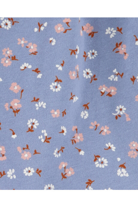 Set dos piezas de algodón, pantalón con puños elásticos y body, diseño floral Sin color