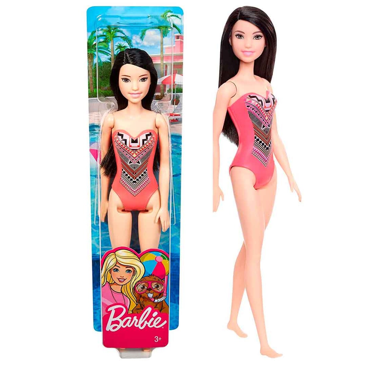 Muñeca Barbie Playa Swimsuit Traje de Baño - NEGRO 