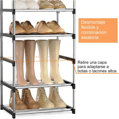 Zapatera Rack Organizador Zapatos Botas 5 Estantes Ajustable Plata/negro
